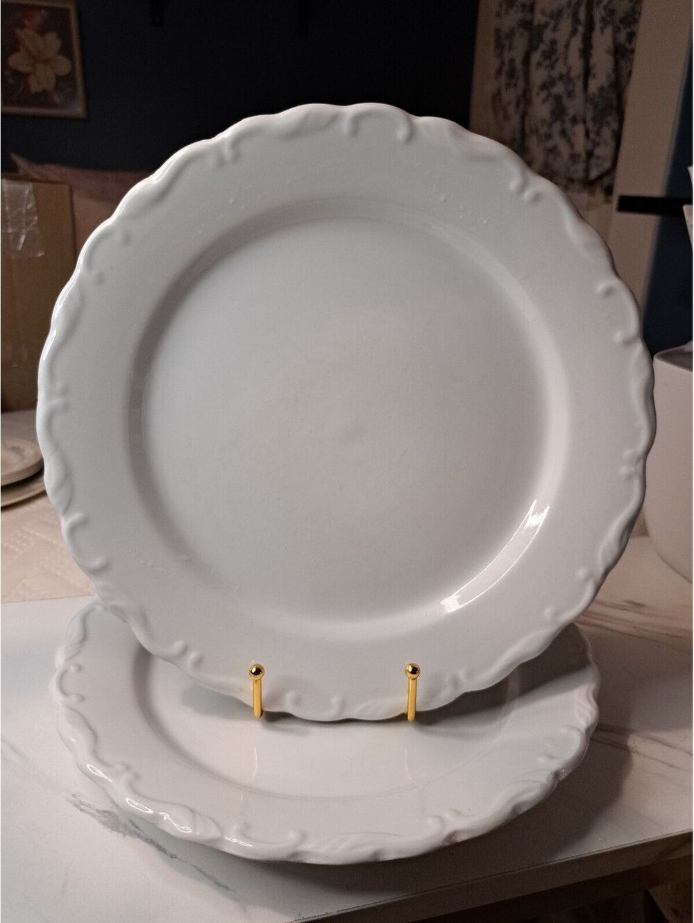 Vintage Set of 2 Gibson Grand Nobility Pattern Scalloped Rim Dinner Plates 11"